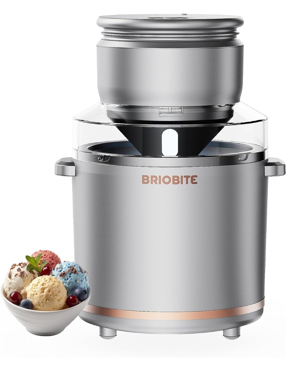 Silver Ice Cream Maker - Countertop Frozen Dessert Machine